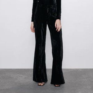 Zara Flare Crushed Velvet Pants NWT